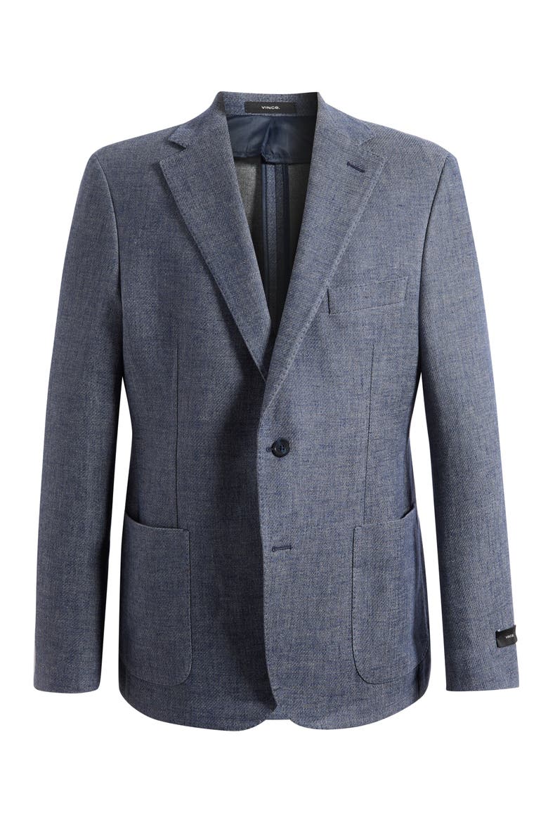 Icon Relaxed Fit Blue Mélange Cotton & Linen Sport Coat, Main, color, DENIM