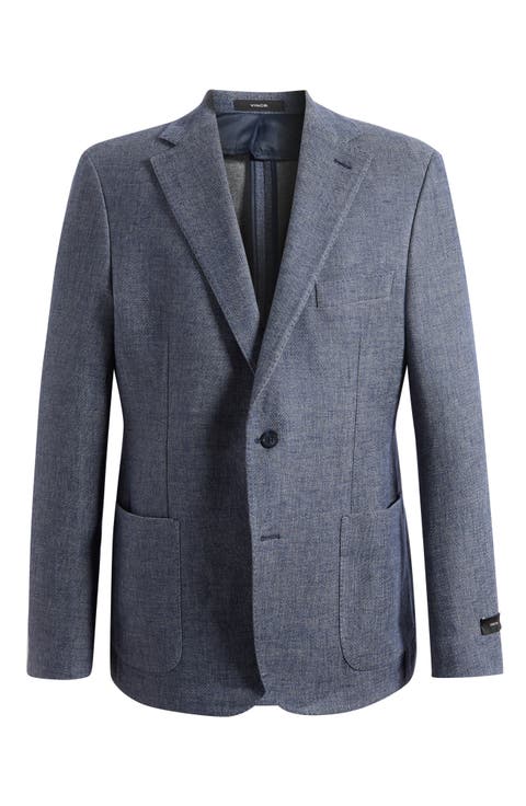 Icon Relaxed Fit Blue Mélange Cotton & Linen Sport Coat