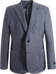 Vince Icon Relaxed Fit Blue Mélange Cotton & Linen Sport Coat
