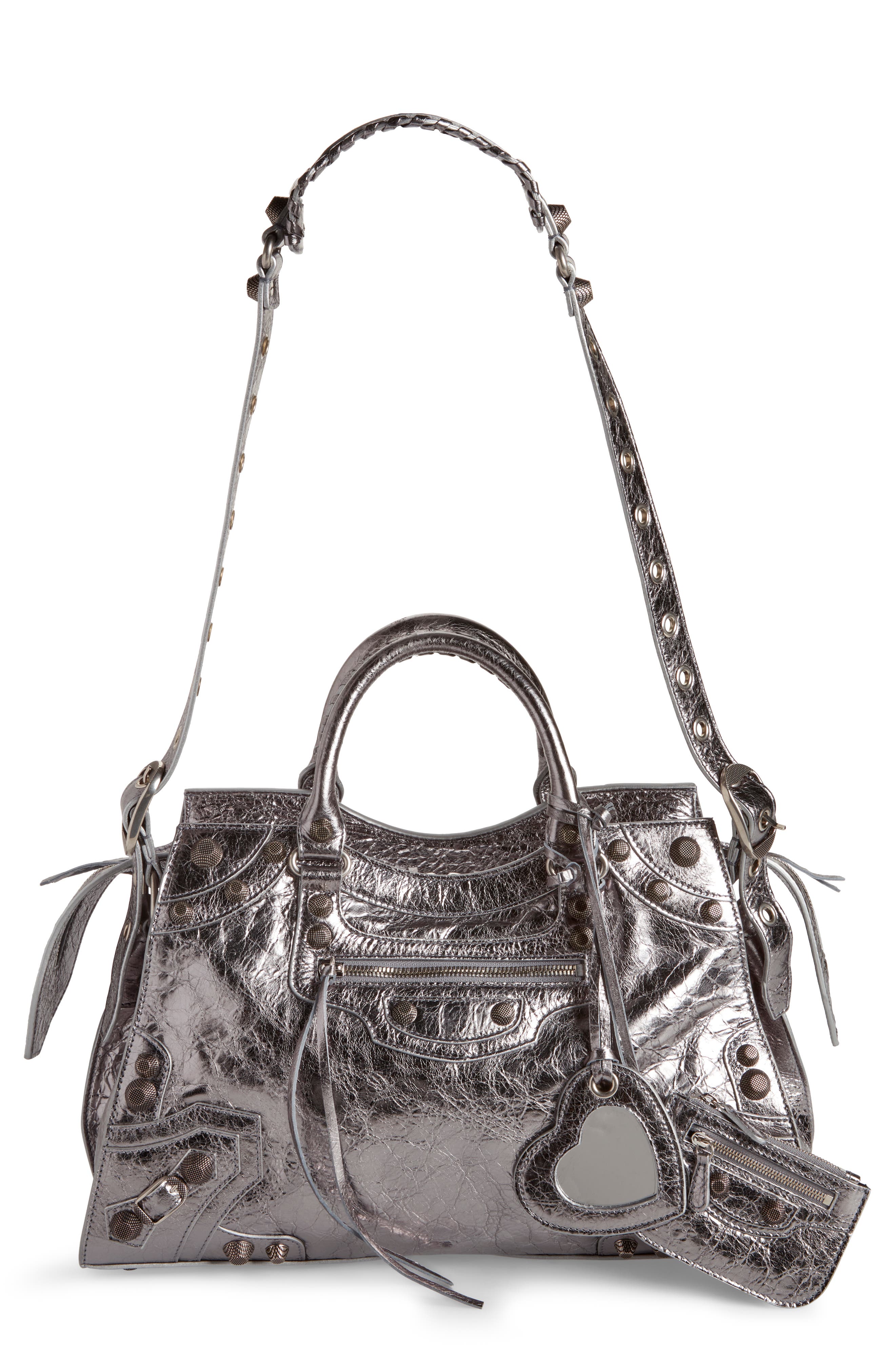 Balenciaga Neo Cagole City Metallic Leather Shoulder Bag, Main, color, 