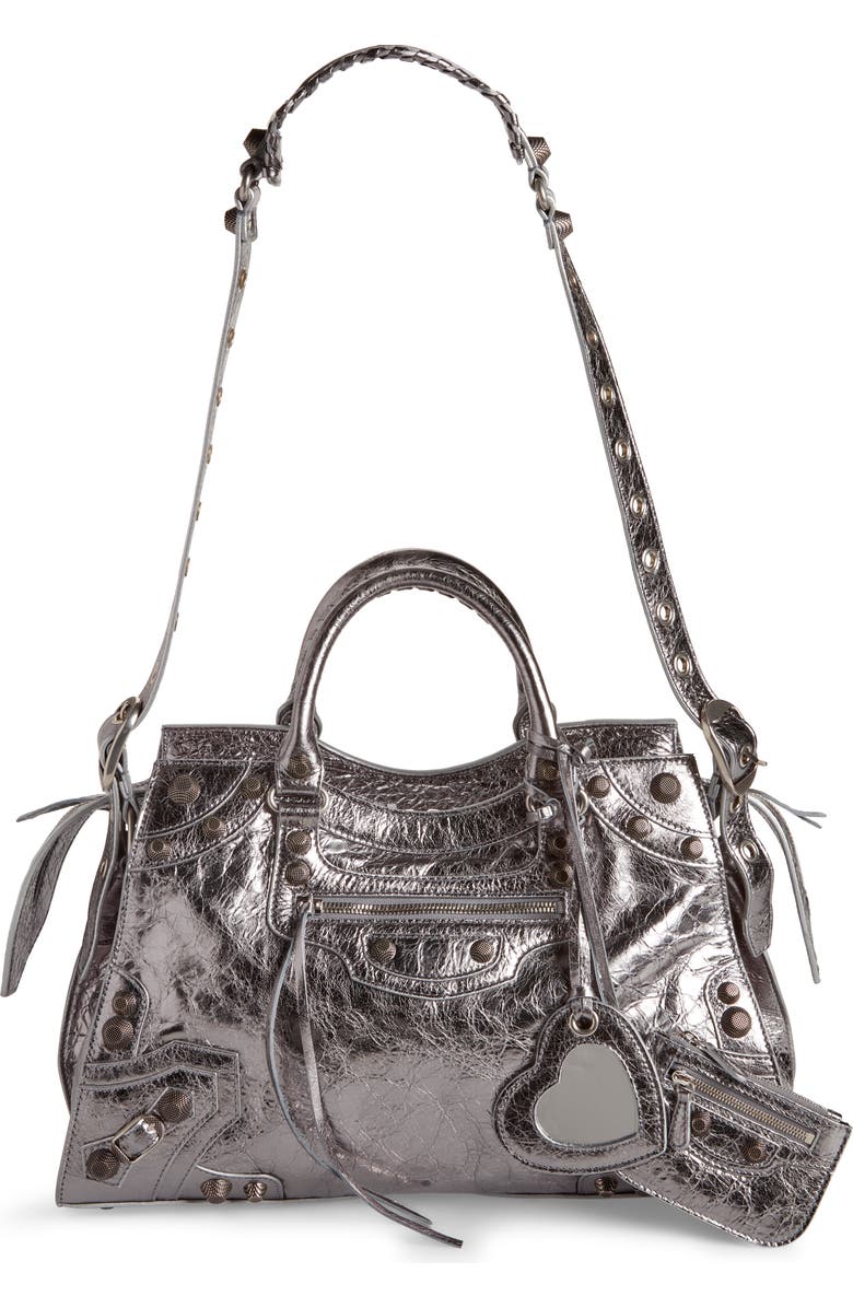 Balenciaga Neo Cagole City Metallic Leather Shoulder Bag, Main, color,