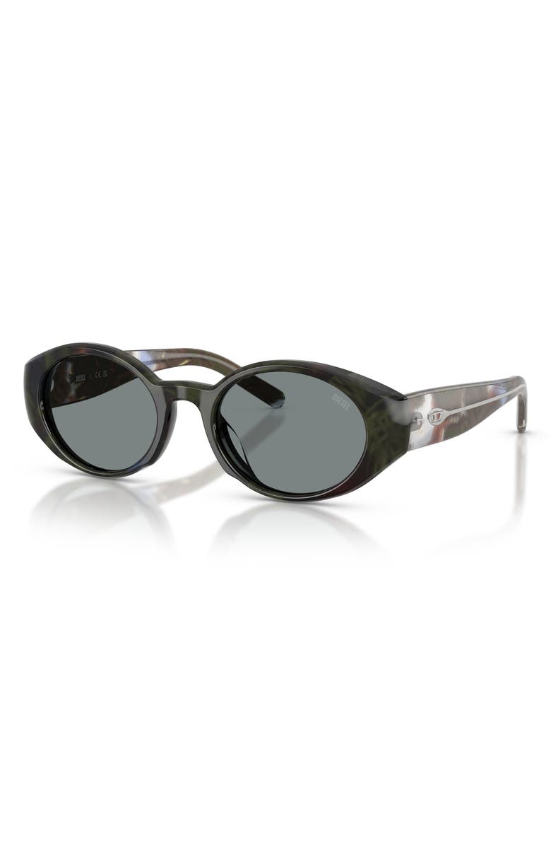 DIESEL<sup>®</sup> 52mm Oval Sunglasses, Alternate, color, Green Havana / Grey