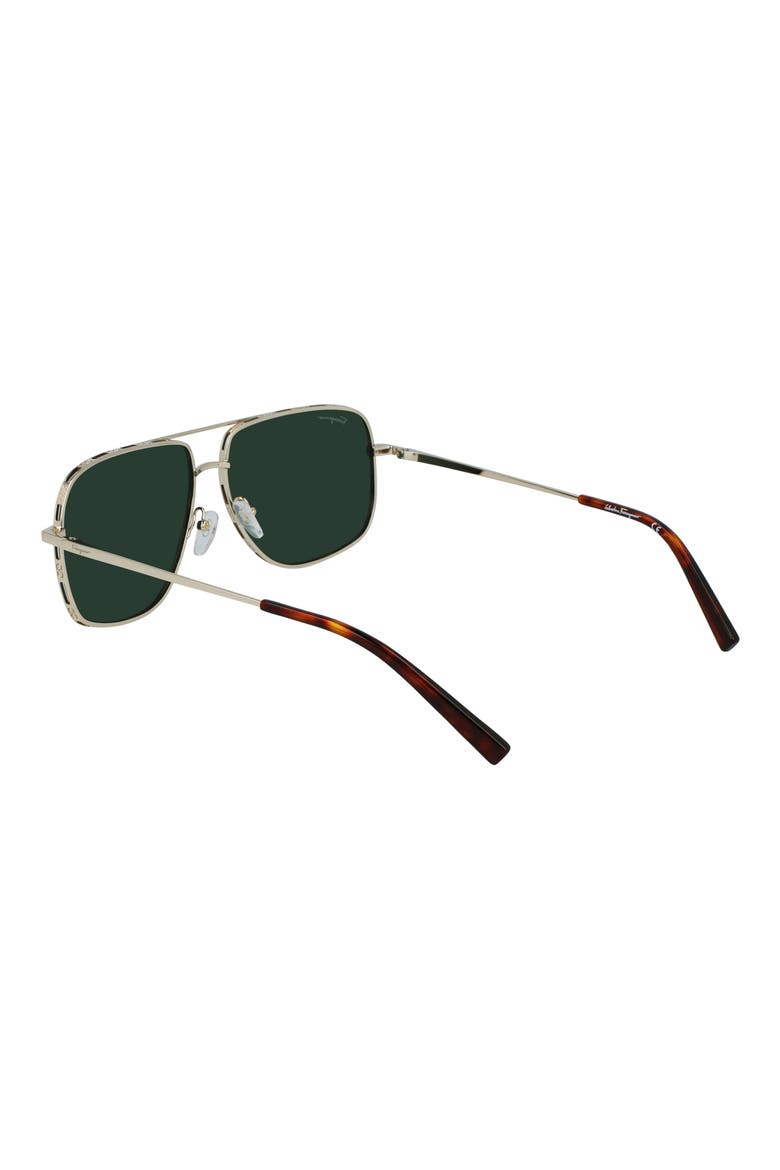60mm Gancini Aviator Sunglasses, Alternate, color, SHINY GOLD