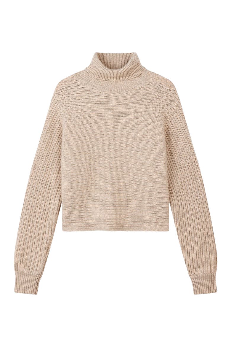Cashmere Cropped T-Neck Sweater, Main, color, warm grey
