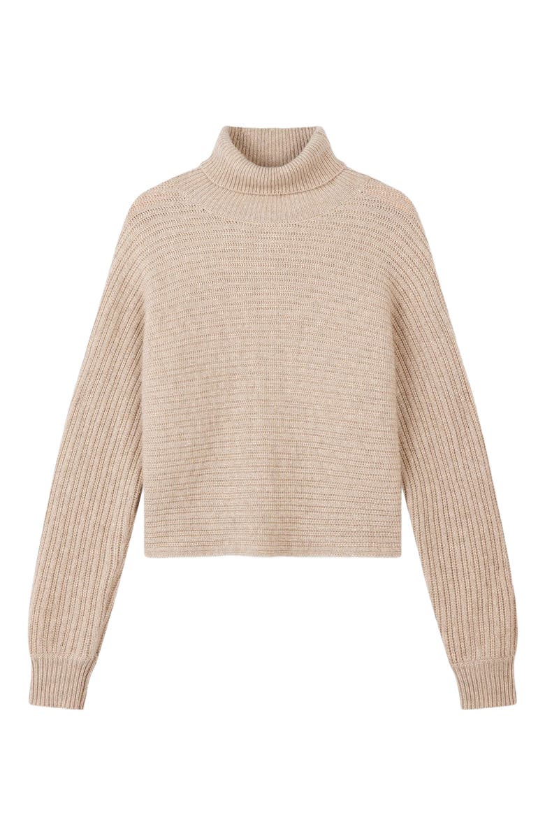 GOBI Mongolian Cashmere Cashmere Cropped T-Neck Sweater, Alternate, color, Warm Grey