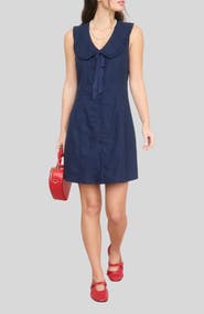 Blu Pepper Peter Pan Collar Bow Sleeveless Minidress