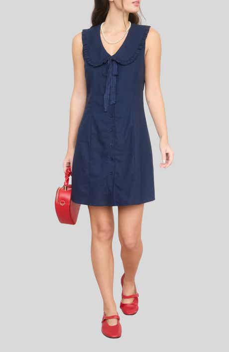 Blu Pepper Peter Pan Collar Bow Sleeveless Minidress