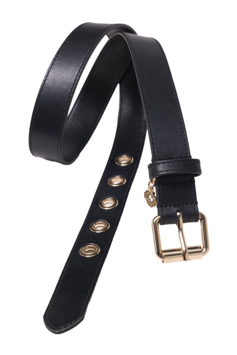 Leather belt with Miss M buckle, Alternate, color, Black