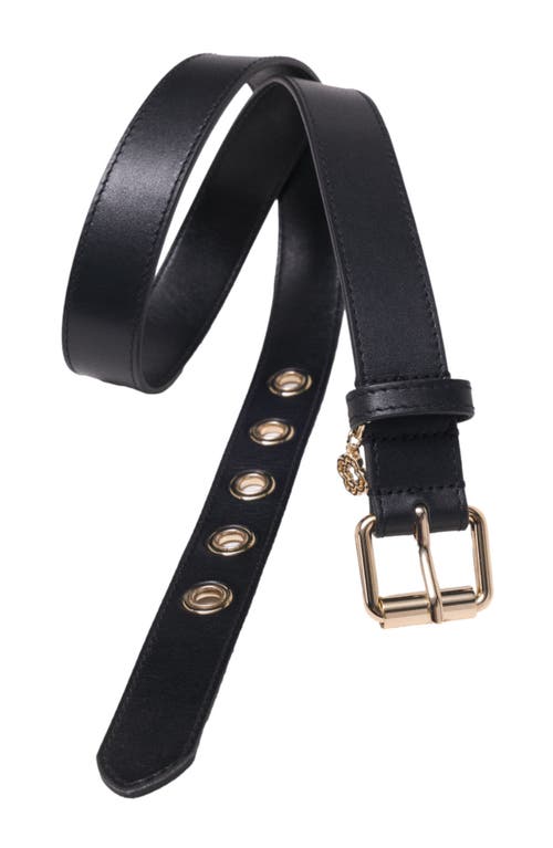 Maje Leather Belt With Miss M Buckle In Black