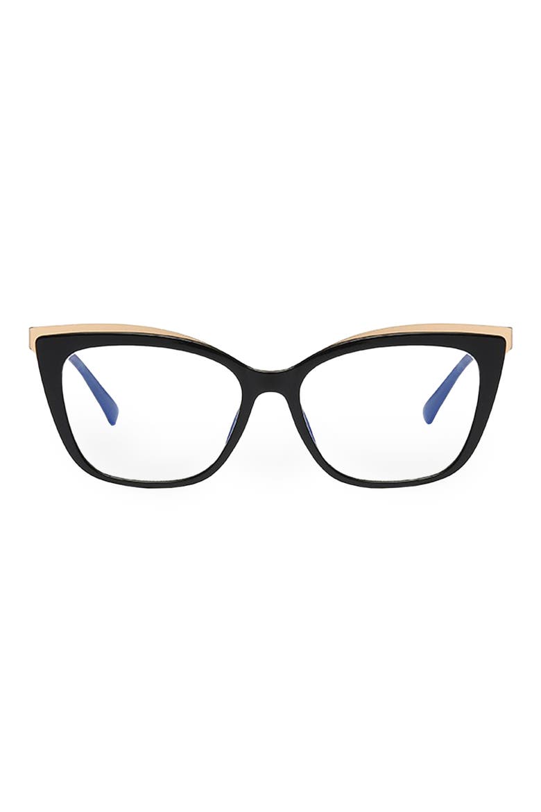 Jami 53mm Cat Eye Blue Light Blocking Glasses, Main, color, BLACK