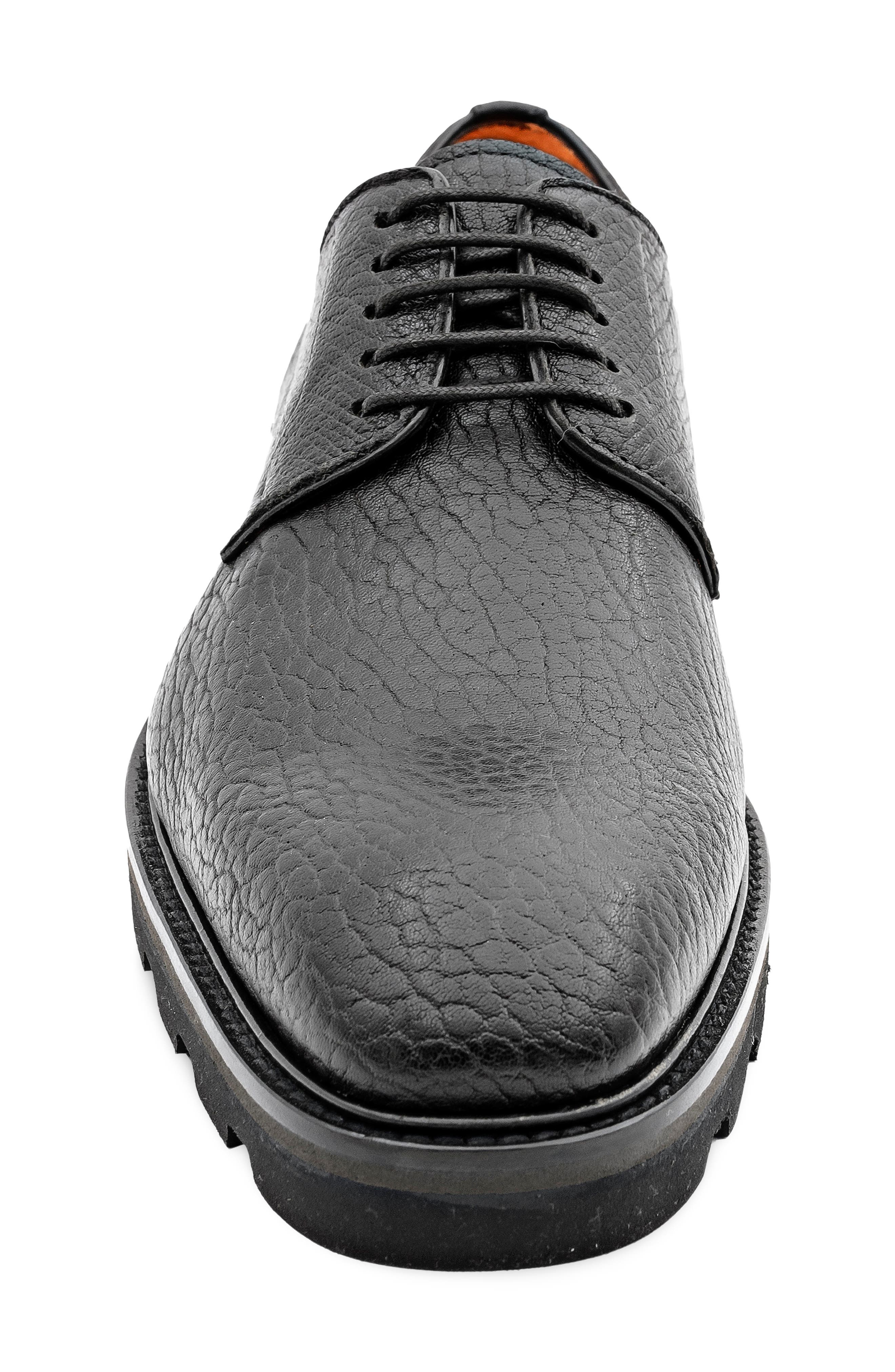 Grained Leather Derby, Alternate, color, BLACK