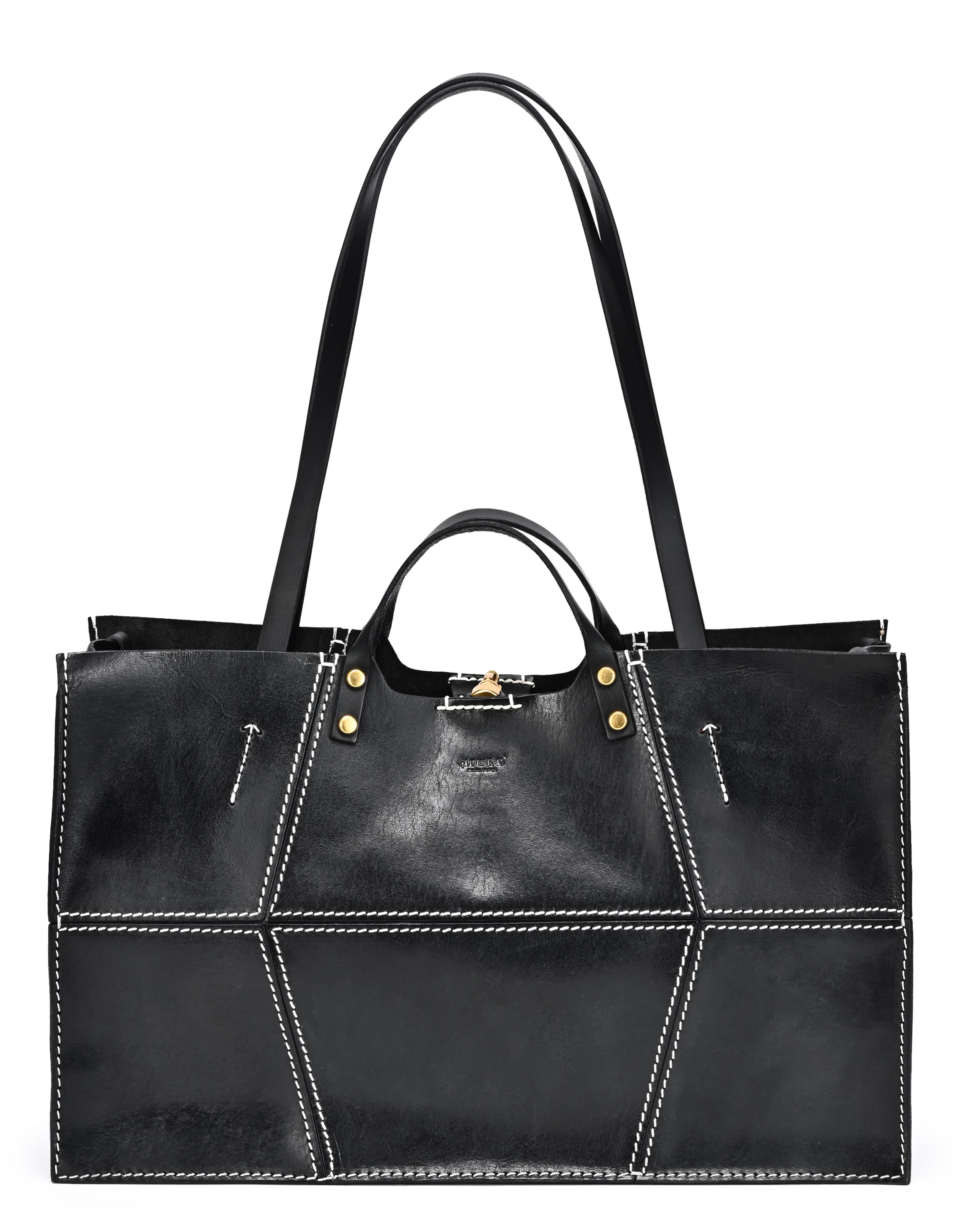 Rosa Genuine Leather Spacious Carryall Tote, Main, color, Black