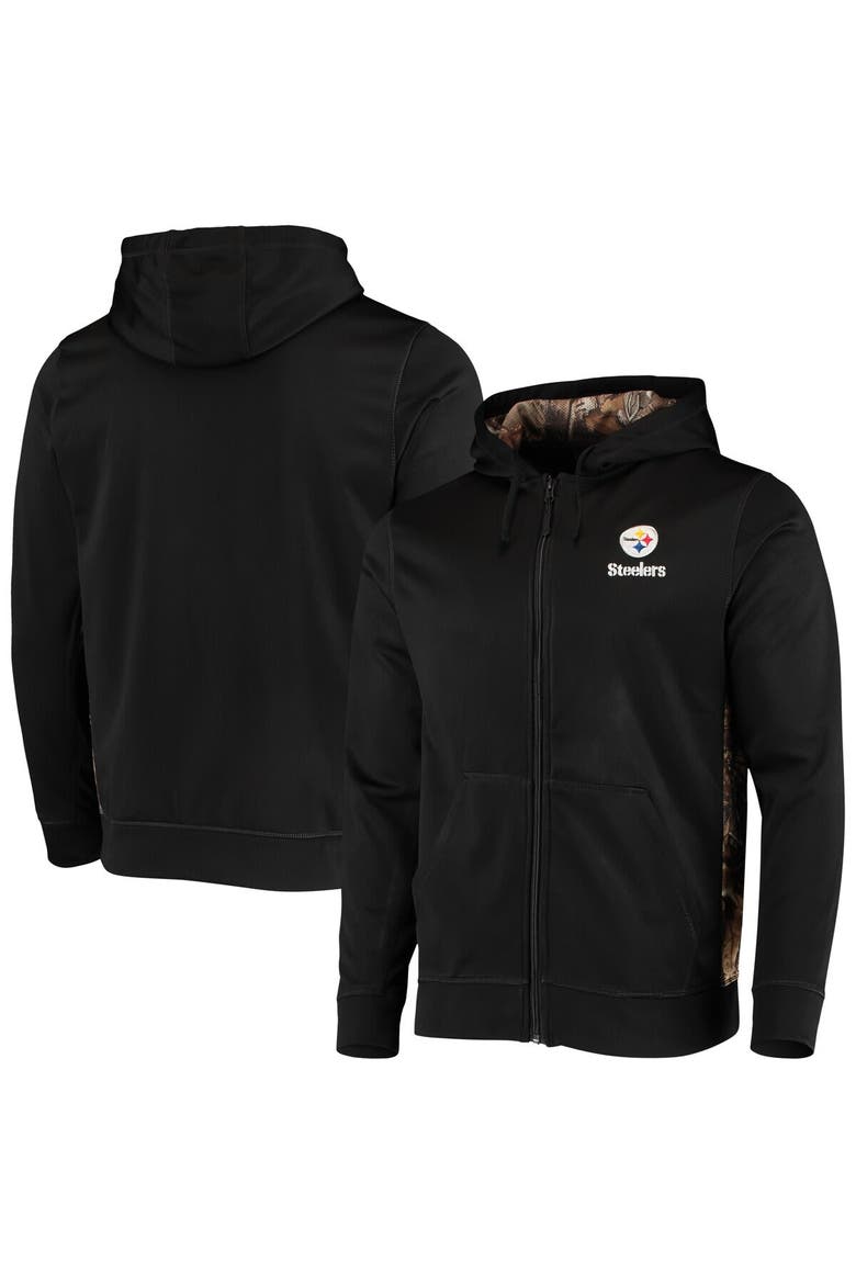 Men's Dunbrooke Black/Realtree Camo Pittsburgh Steelers Decoy Tech Fleece Full-Zip Hoodie, Main, color, Black