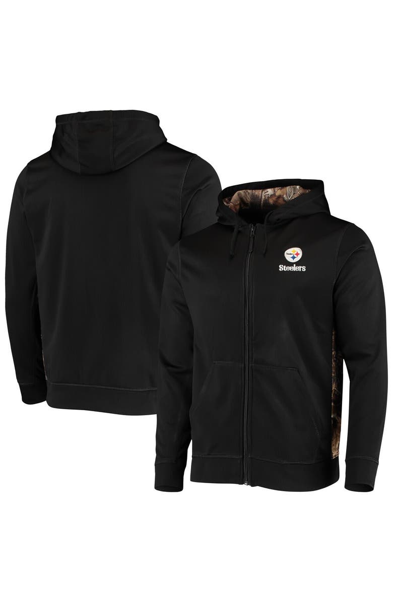 DUNBROOKE Men's Dunbrooke Black/Realtree Camo Pittsburgh Steelers Decoy Tech Fleece Full-Zip Hoodie, Main, color, Black