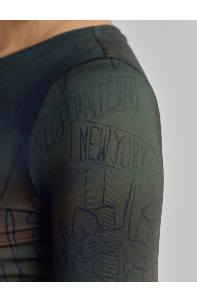 Lost Pattern NYC "Brooklyn" Long Sleeve Crop Top, Alternate, color, Green