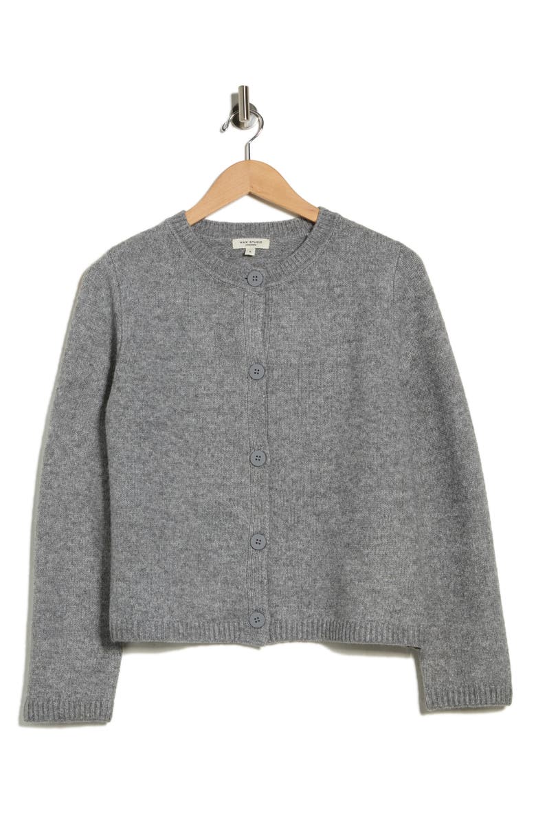 MAX STUDIO Cropped Cardigan Sweater, Main, color, Heather Grey