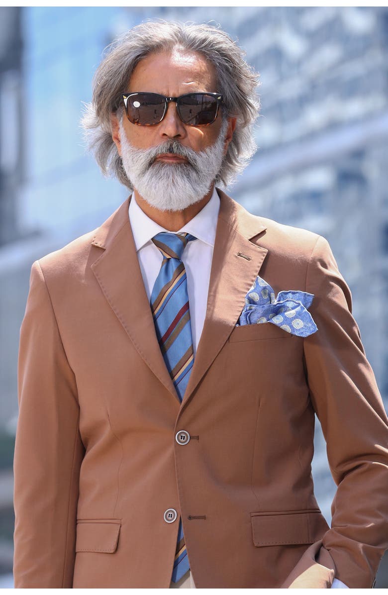 Elizabetta Battisti - Silk Jacquard Tie for Men, Alternate, color, Steel Blue