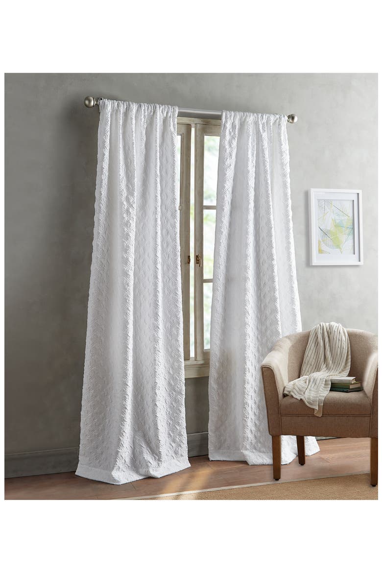 Set of 2 Diamond Pole Top Curtain Panels, Alternate, color, WHITE