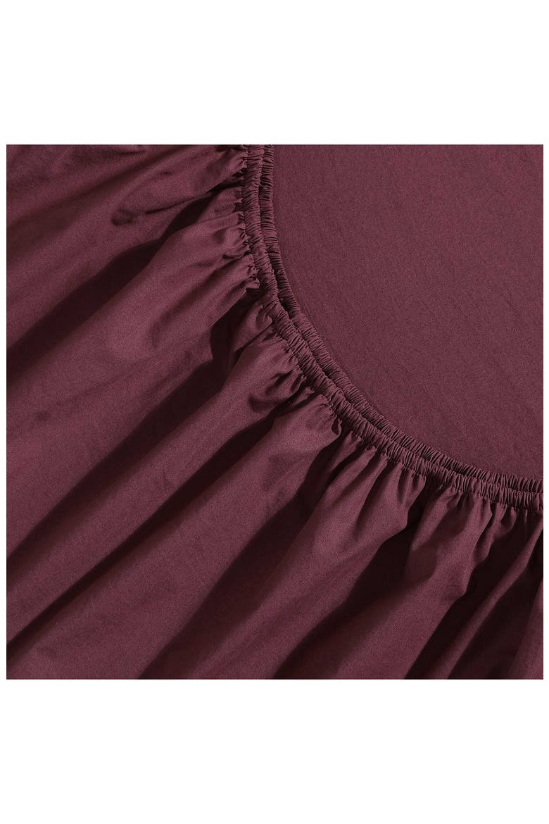 Garment Washed Cotton Percale 200 Thread Count Sheet Set, Alternate, color, DARK RED