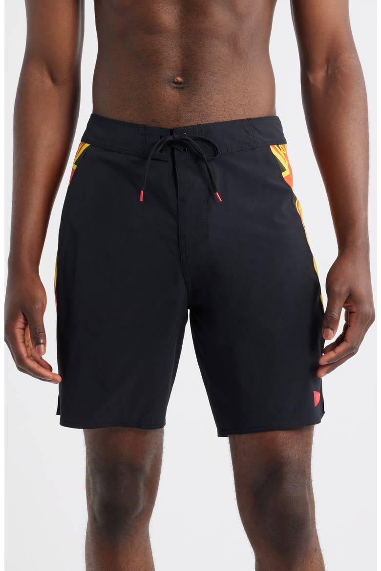 Cordura Airtex Pro Hawaii Camo Water Repellent Board Shorts, Main, color, BLACK MULTI