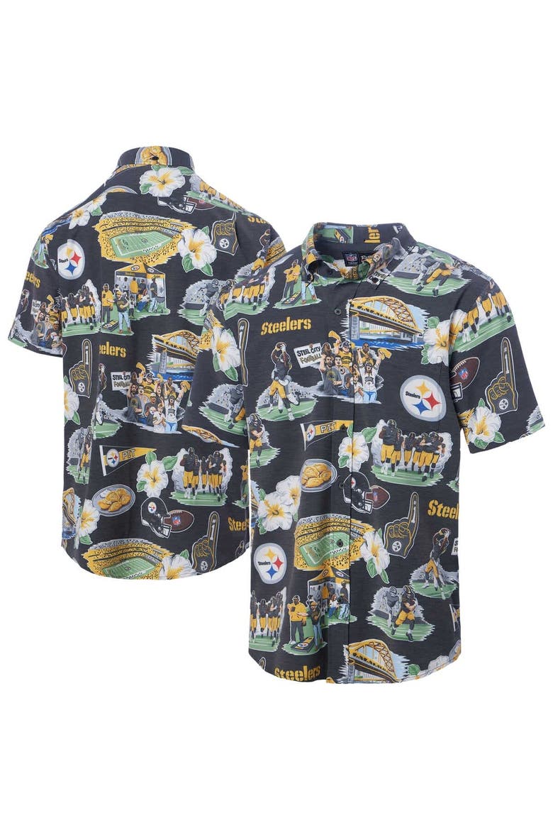 Men's Reyn Spooner Black Pittsburgh Steelers Scenic Button-Down Shirt, Main, color, Black