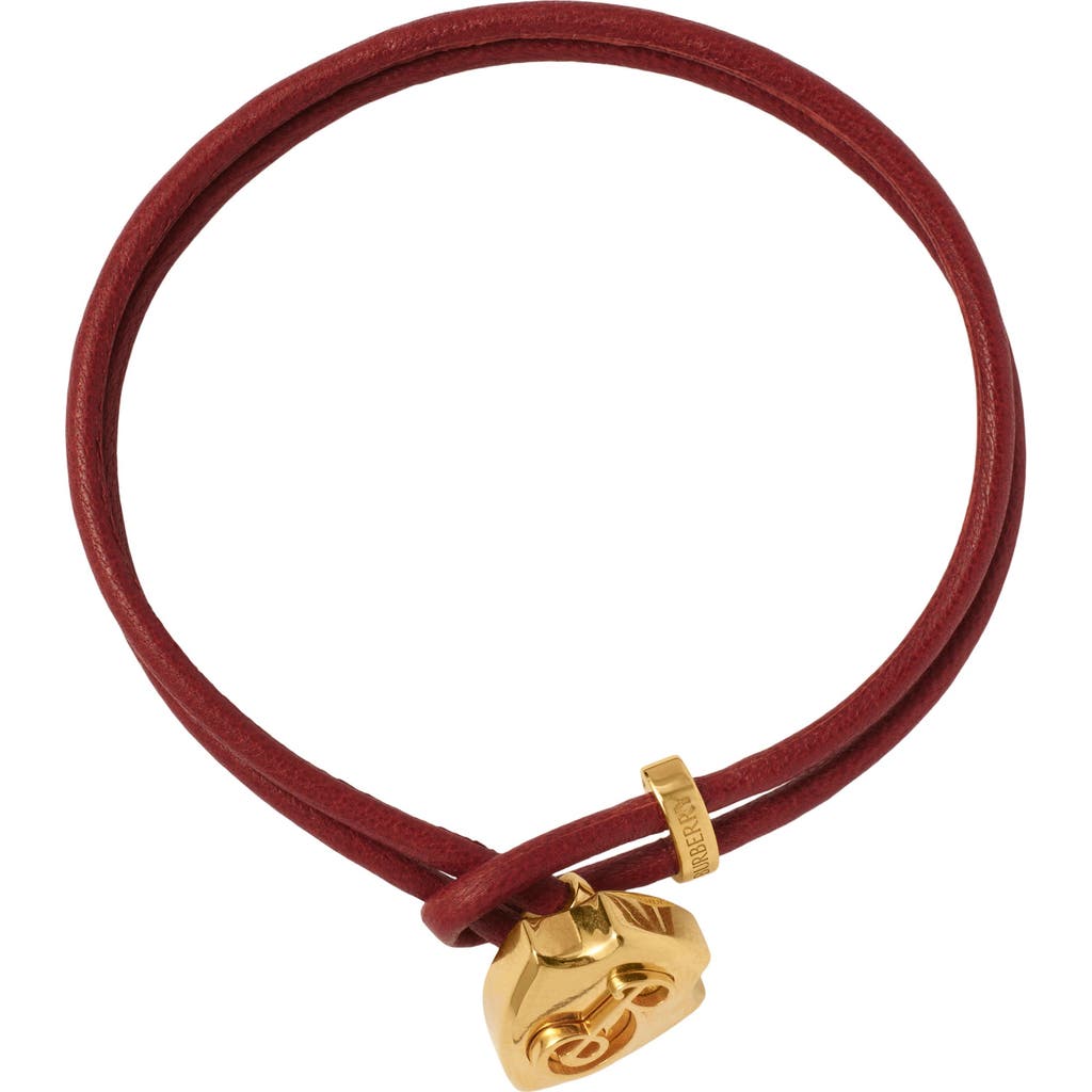 Burberry Leather B Shield Bracelet In Gold/rust
