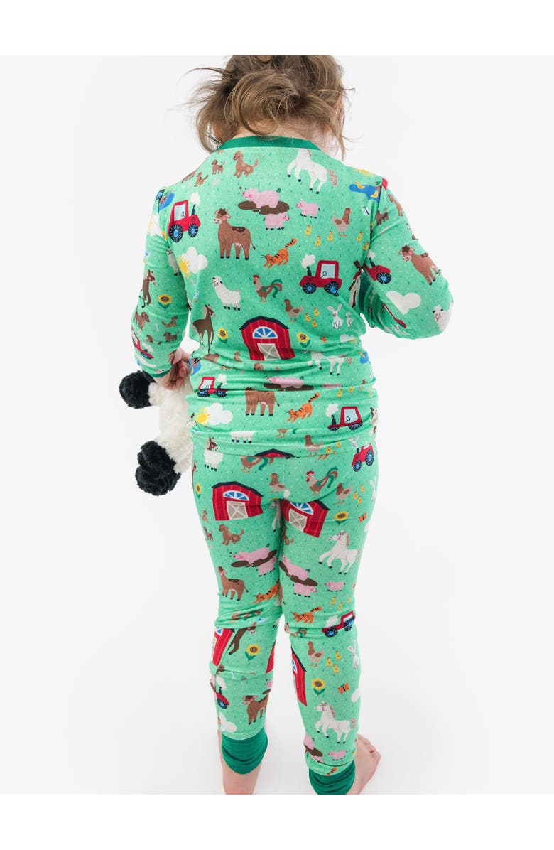 RuffleButts SoftSnooze Long Sleeve Pajama Set, Alternate, color, Farm Friends