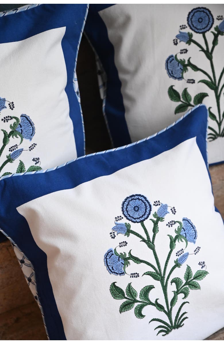 Inner Child Cobalt Botanical Study Blockprint Pillow - Cover Only, Alternate, color, Cobalt