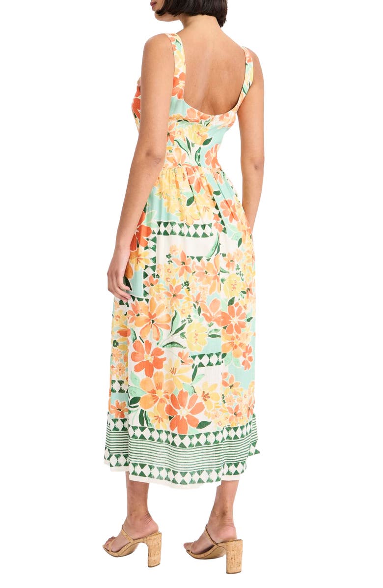Maggy London Floral Print Maxi Sundress, Alternate, color, Soft White/ Tangerine Tango