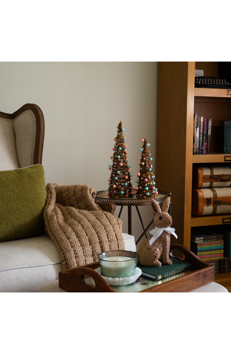 NEARLY NATURAL 12-in and 16-in  Artificial Easter Rattan Cone Trees with Pastel Eggs - Set of 2, Alternate, color, Brown