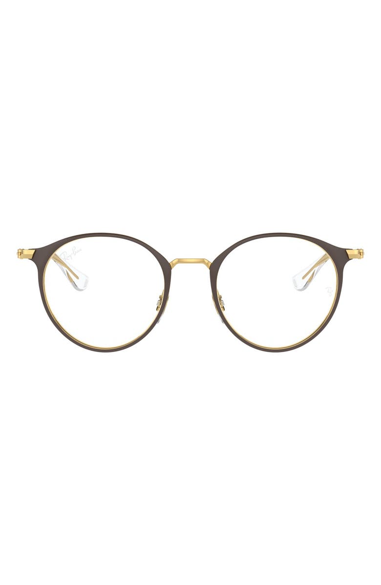 Ray-Ban Kids' 48mm Round Optical Glasses, Main, color, Gold Brown