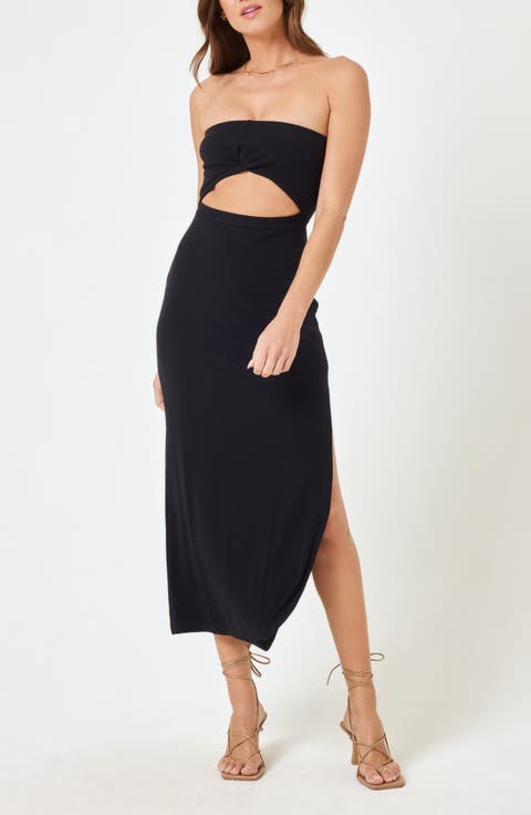 Kierra Cutout Strapless Rib Cover-Up Dress