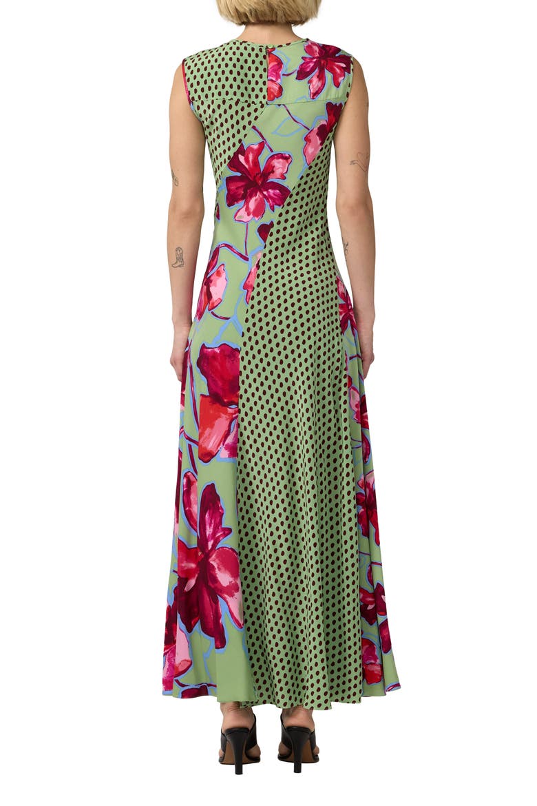 Cory Mixed Print Sleeveless Maxi Dress, Alternate, color, HIBISCUS SMOKE POLKA DOT