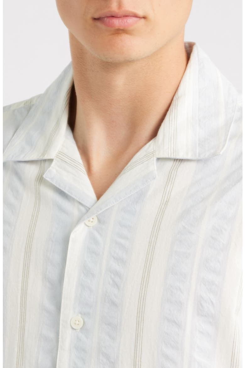 Didicot Stripe Cotton Seersucker Camp Shirt, Alternate, color, ECRU / LIGHT BLUE