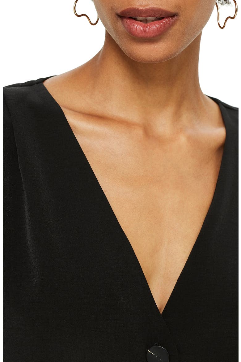 Pleat Shoulder Blouse, Alternate, color, BLACK