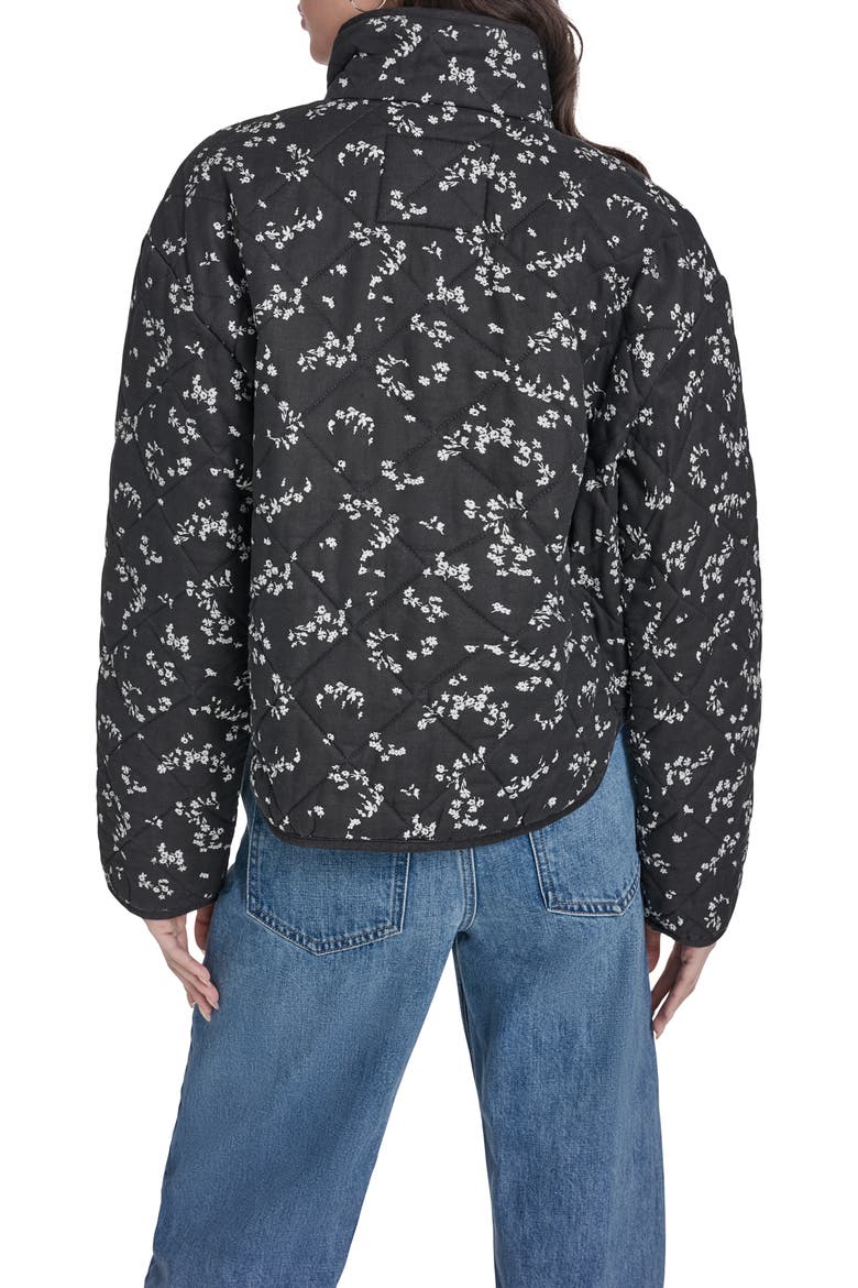 Quilted Cotton Jacket, Alternate, color, BLACK W. WHITE FLORAL