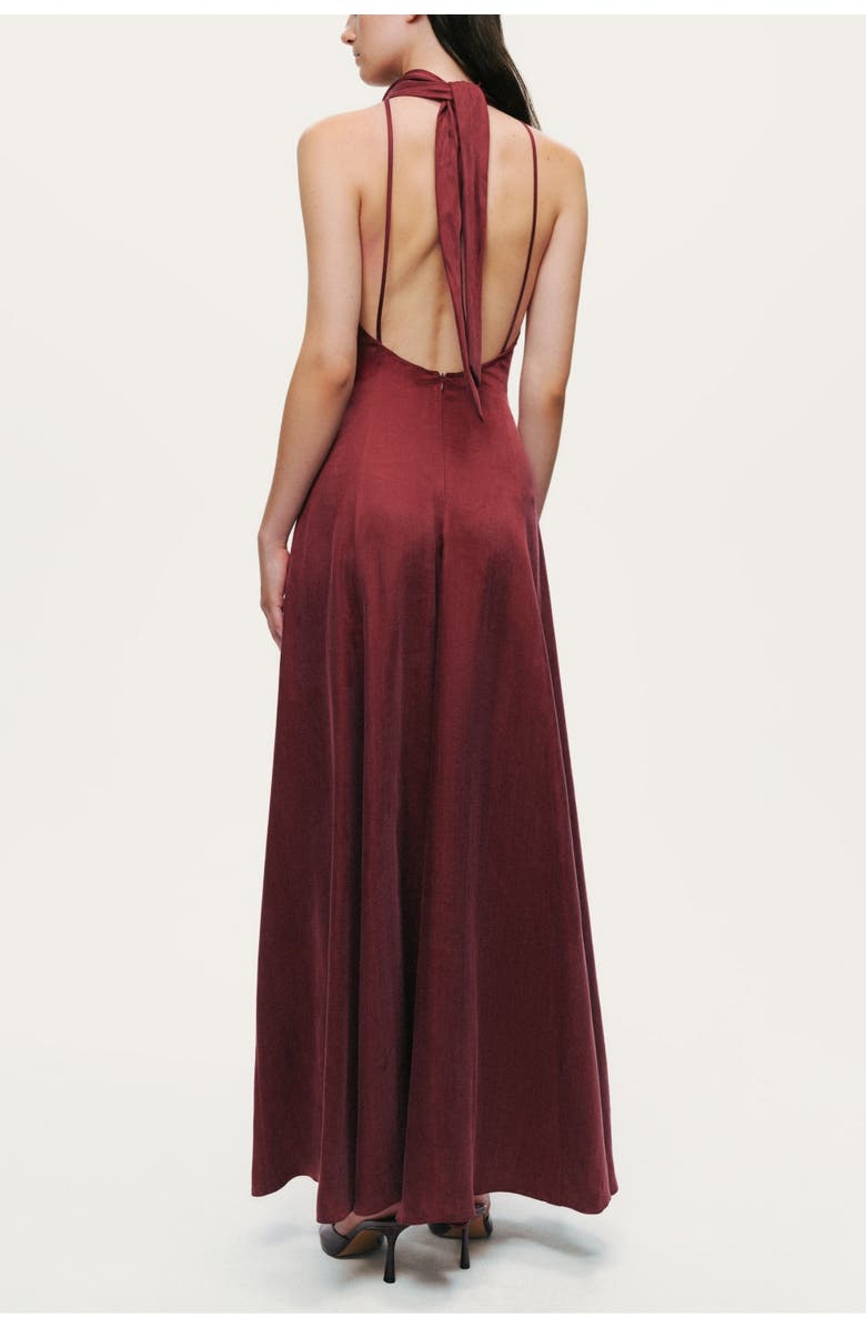Nocturne Backless Tie-Back Halter Dress, Alternate, color, Burgundy