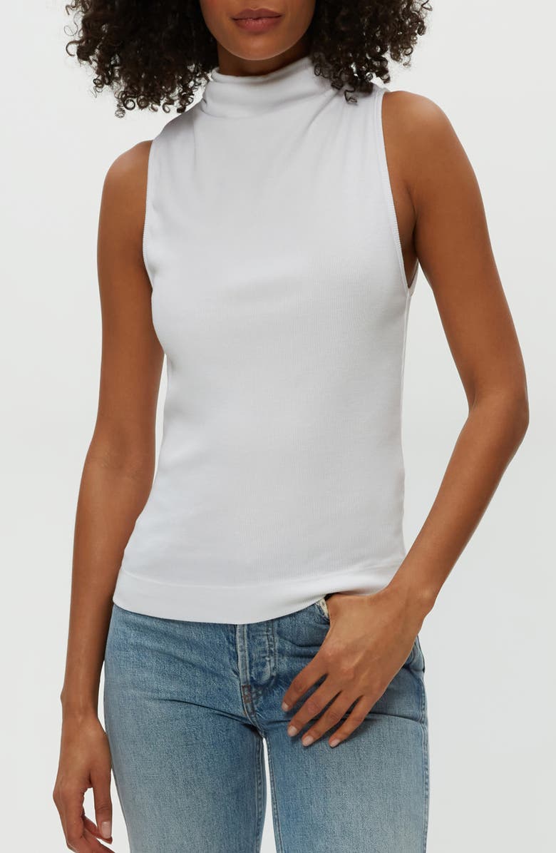 Michael Stars Chiara Mock Neck Rib Tank, Main, color, White