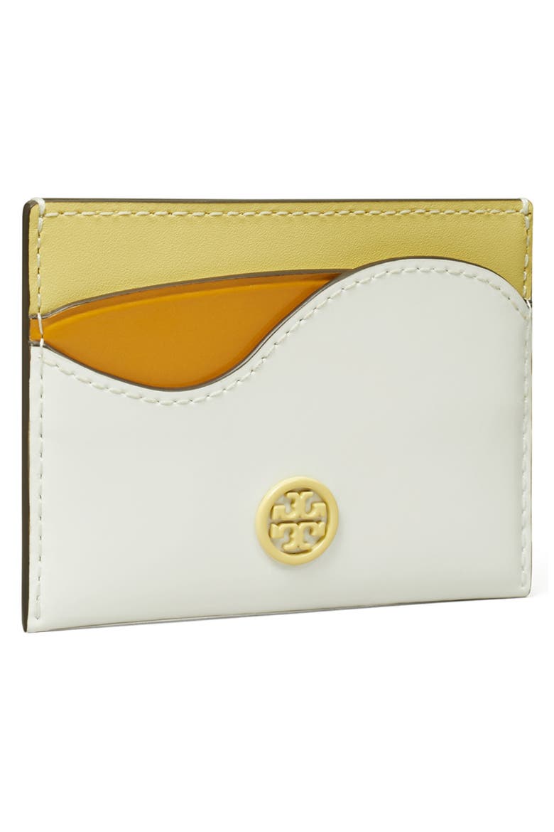 Robinson Colorblock Spazzolato Leather Card Case, Alternate, color, OPTIC WHITE / CARAMBOLA