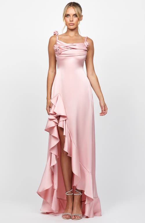 Bariano Nakiyah Cowl Hi Lo Dress In Pink