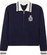 Sporty & Rich Royal Club Embroidered Zip Cardigan