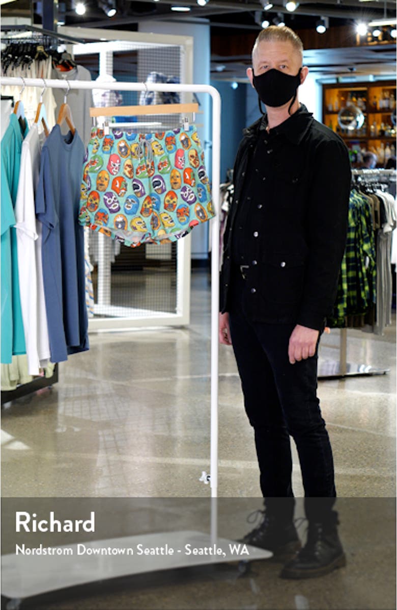 Mexican Masks Shortie Swim Trunks, sales video thumbnail