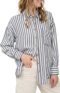 Blu Pepper Stripe Button Down Top