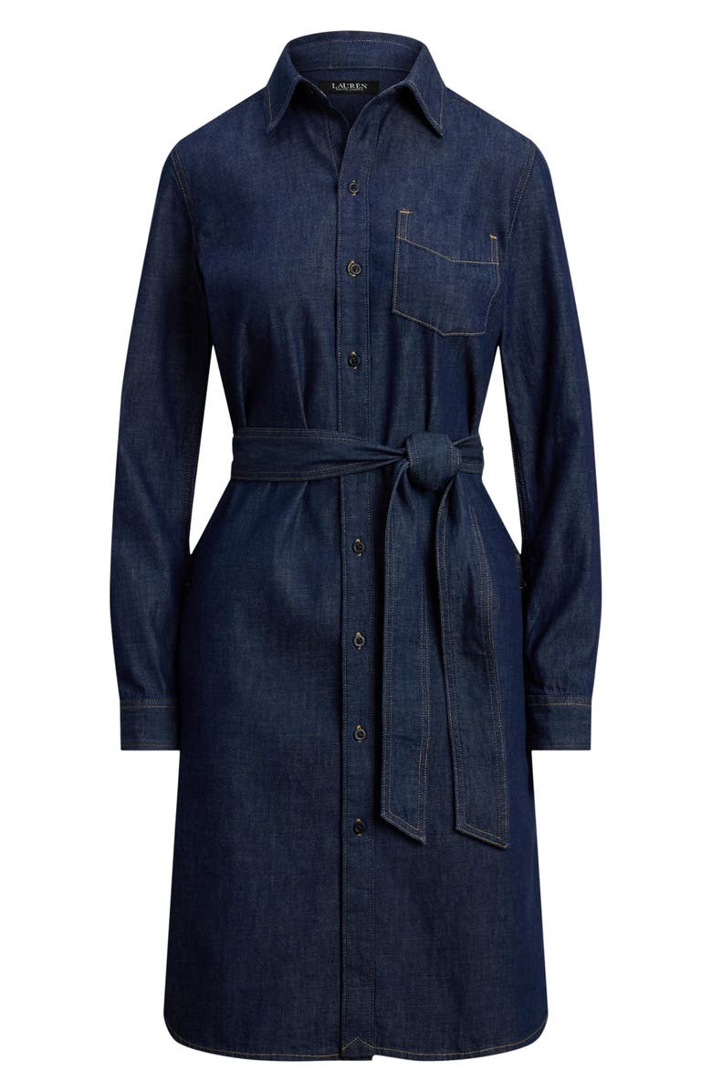 Lauren Ralph Lauren Belted Denim Shirtdress, Alternate, color, Pure Rinse Wash