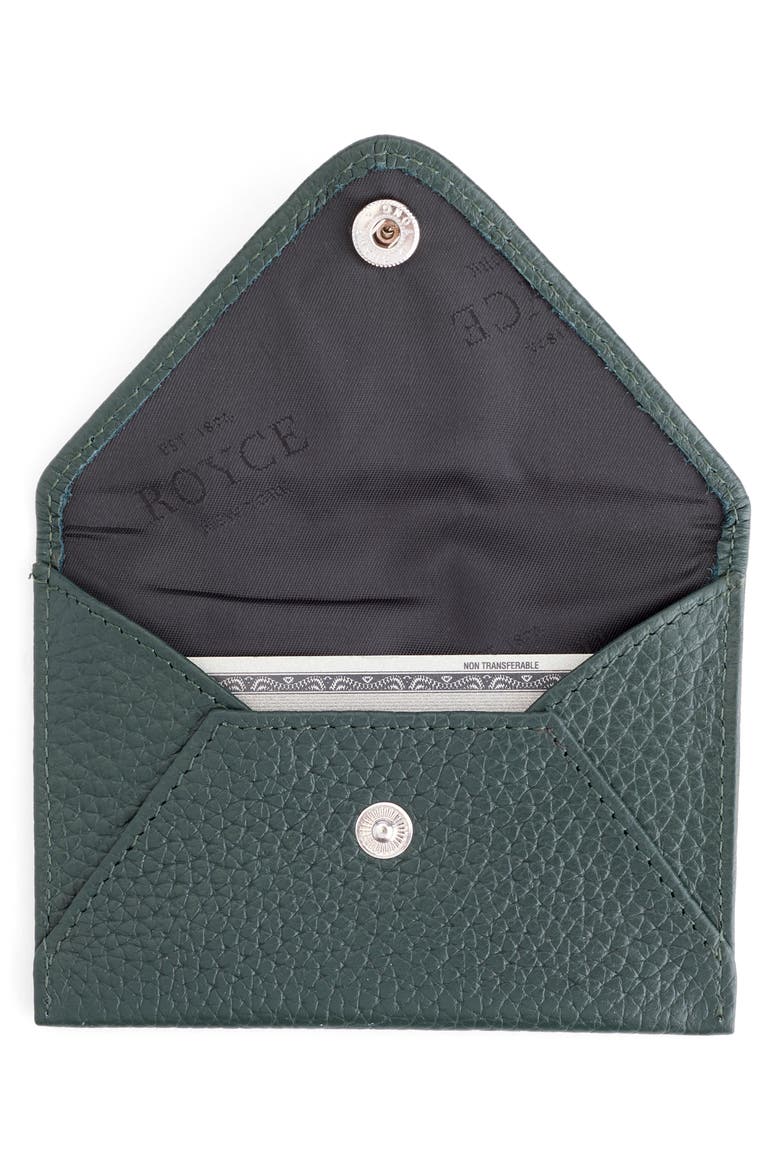 Leather Envelope Card Holder, Alternate, color, DARK GREEN