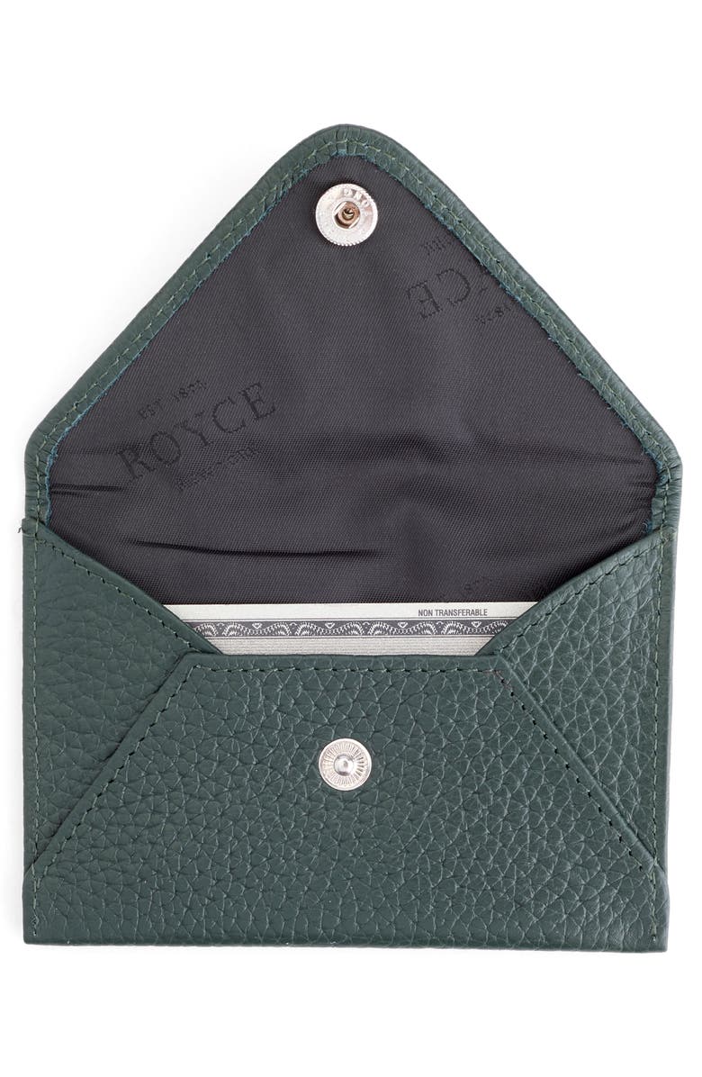 ROYCE New York Leather Envelope Card Holder, Alternate, color, Dark Green