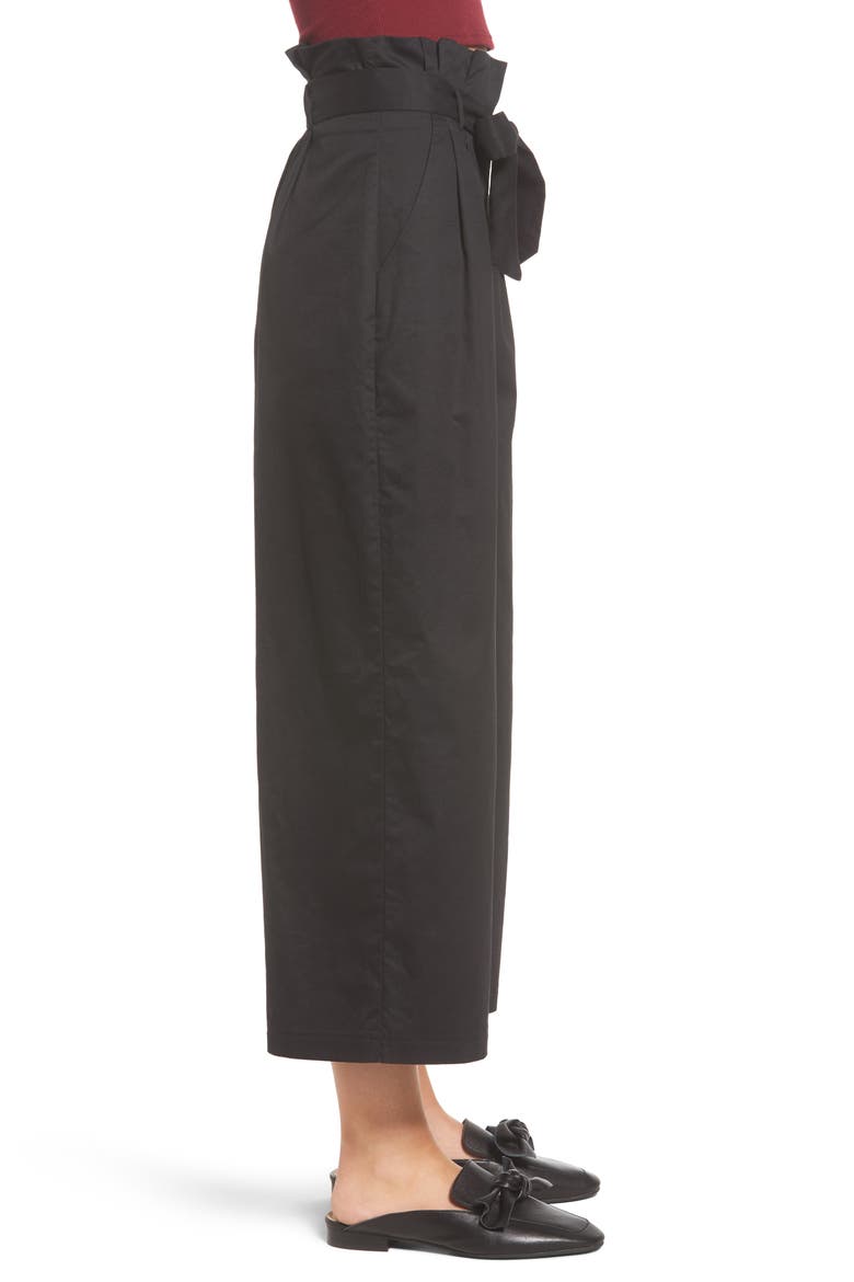 Paperbag Waist Wide Leg Pants, Alternate, color, BLACK