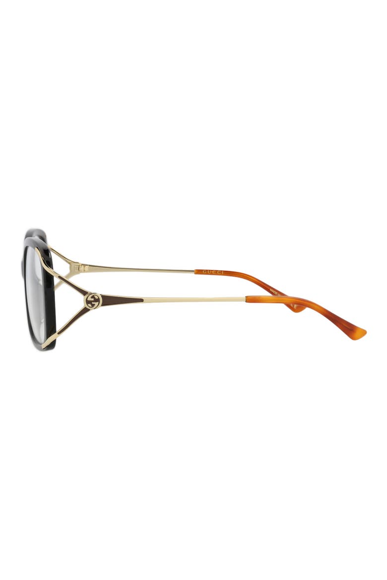 55mm Square Optical Glasses, Alternate, color, BLACK GOLD TRANSPARENT