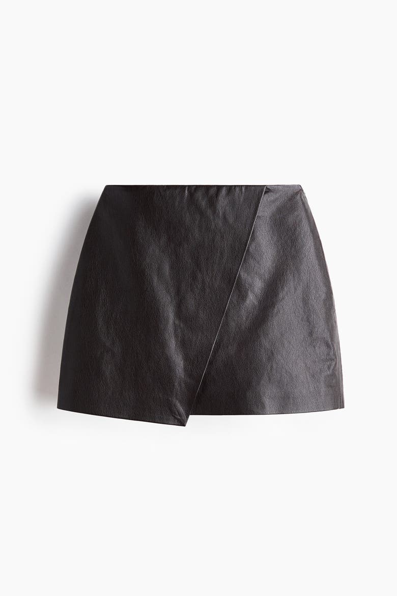 Coated Wrap Skirt, Alternate, color, Dark brown