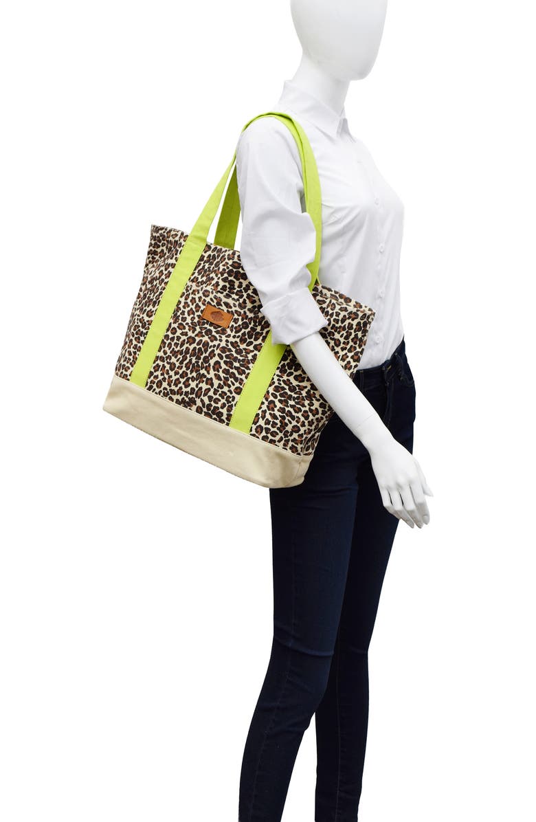 New Amsterdam Leatherworks Kylee Canvas Tote, Alternate, color, Leopard/ Citron